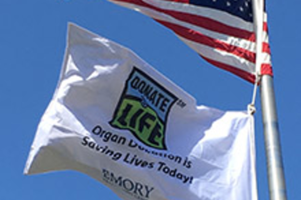 Emory Transplant Center honors gift of life with flag raising event