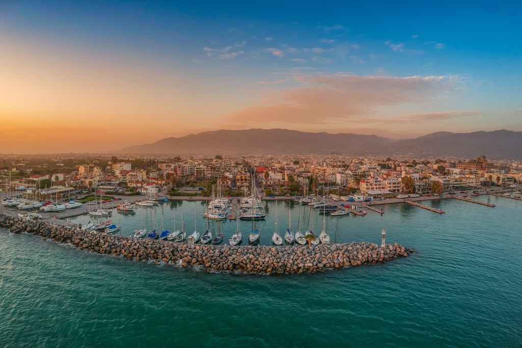 Aerial shot of Grecian coastline