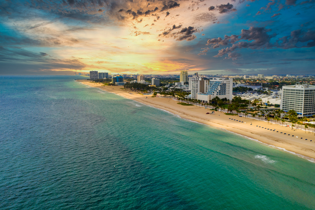 Aerial shot of the Fort Lauderdale beachfront